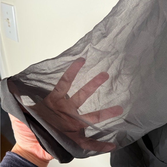 City Chic Black Sheer Open Front Blazer Jacket - Picture 3 of 8